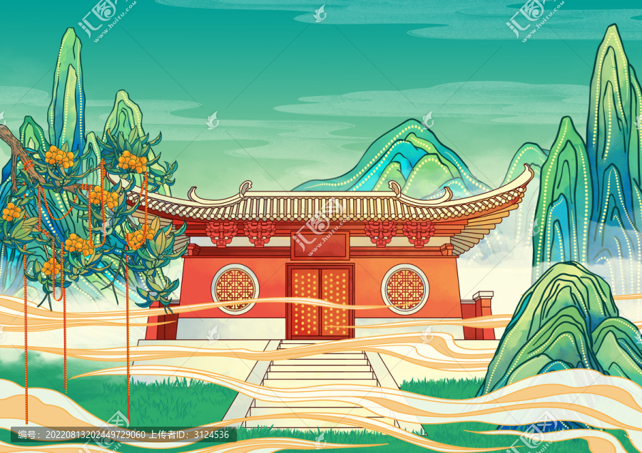 鄭州地標(biāo)古建筑嵩山少林寺橫版