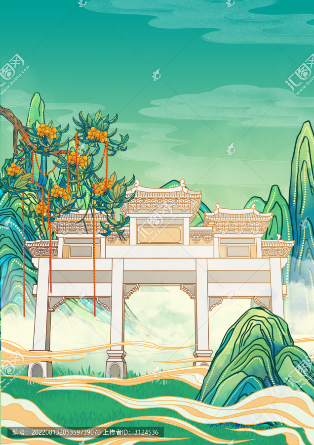 鄭州國(guó)風(fēng)古建筑嵩山少林寺豎版