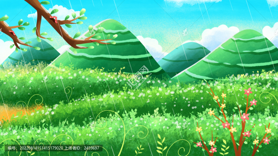 唯美肌理節(jié)氣4月風(fēng)景插畫