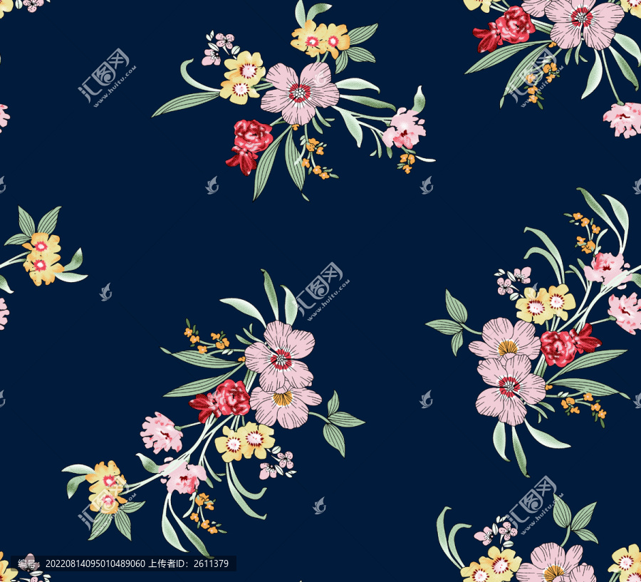 藍(lán)底小碎花印花圖案