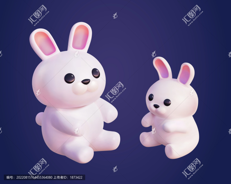 中秋節(jié)玉兔三維素材
