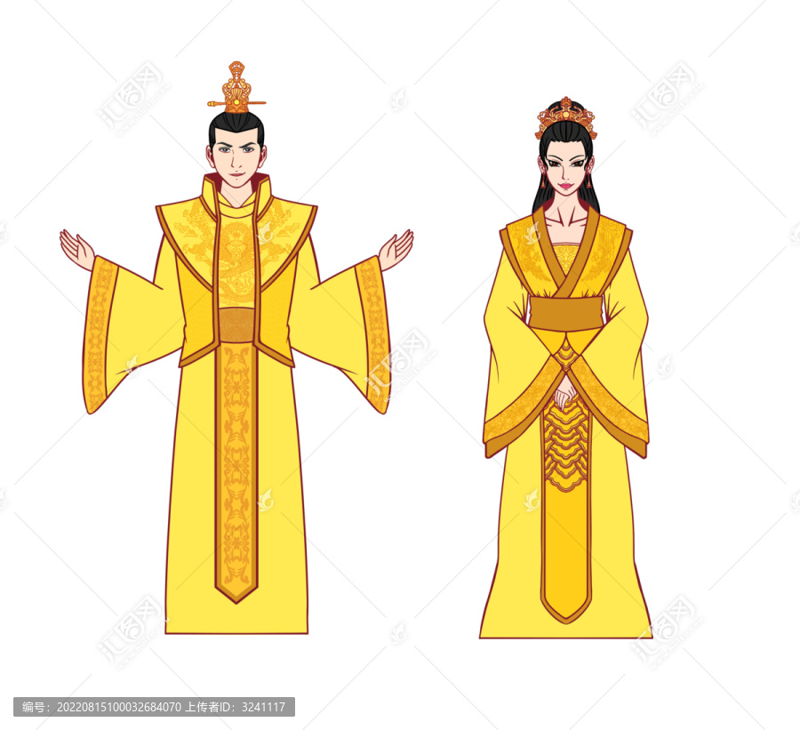 卡通手繪皇子與妃子