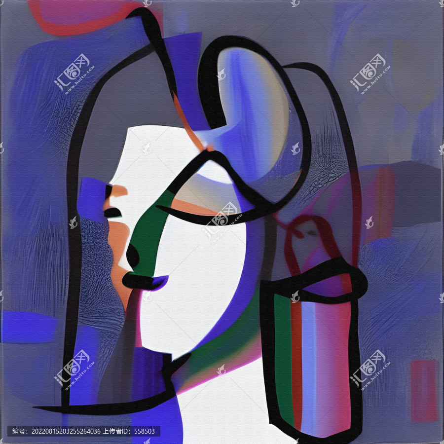 女人線條畢加索風裝飾畫