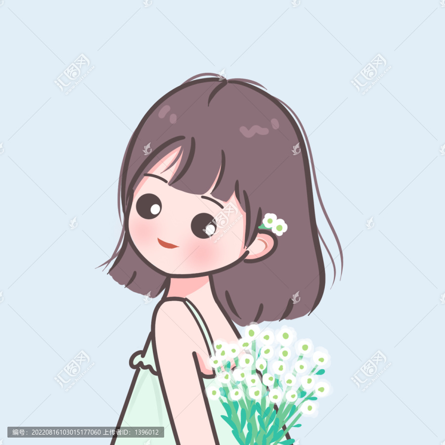 手繪小清新可愛甜美女生頭像