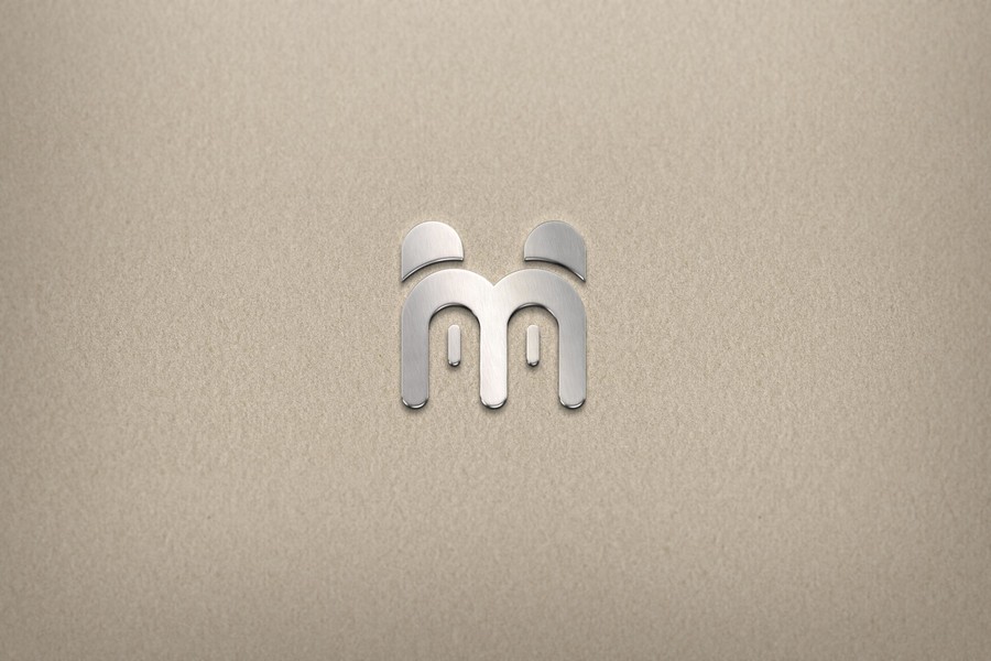 HM字母可愛動物貓臉logo