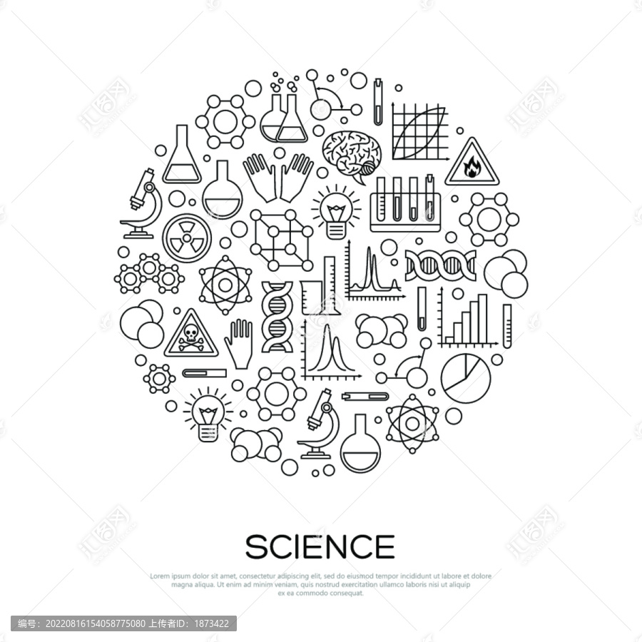 线条风科学概念图标海报