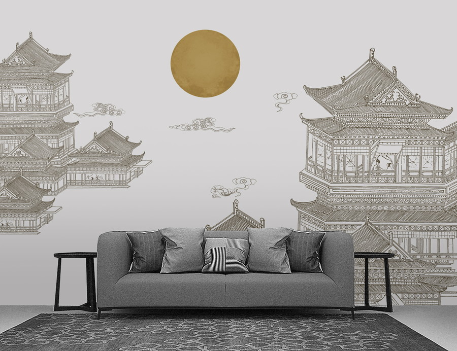 古建筑背景墻