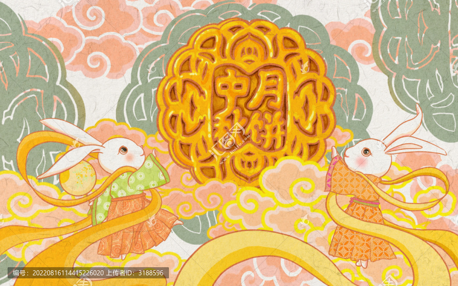 中秋月兔月餅插畫月餅插畫中秋