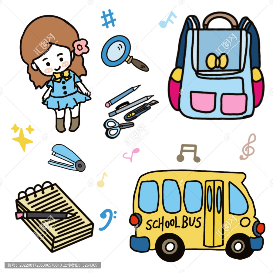 上學(xué)的女孩手賬貼紙
