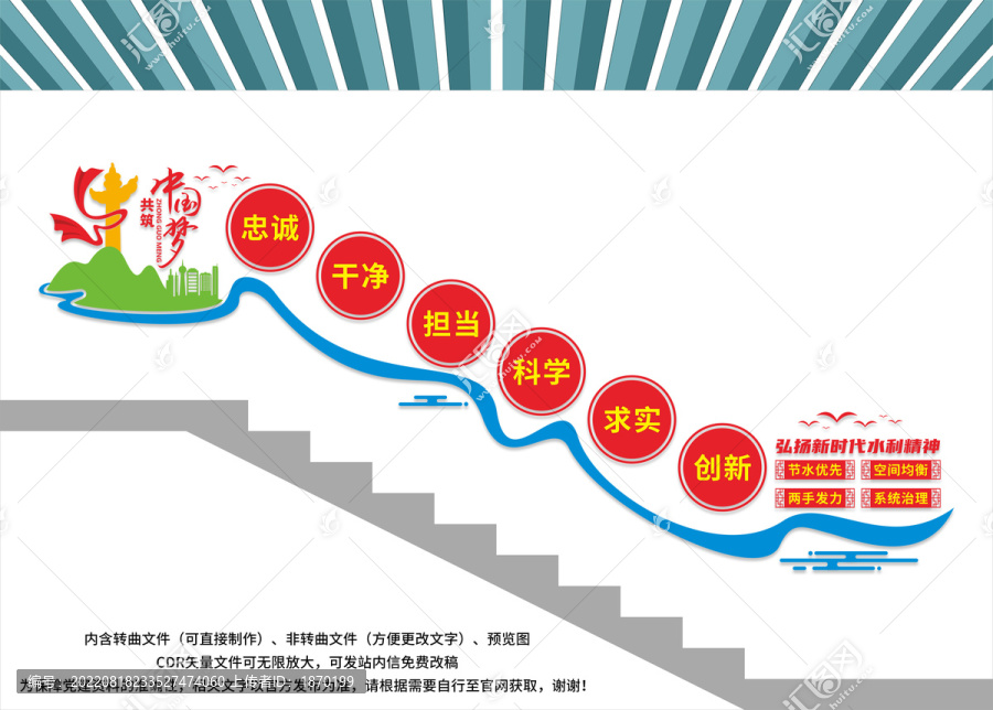 新時(shí)代水利精神樓梯文化墻