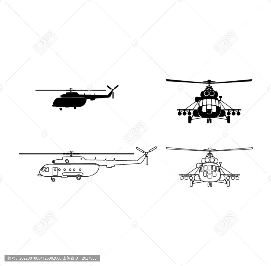 米系列直升机素材