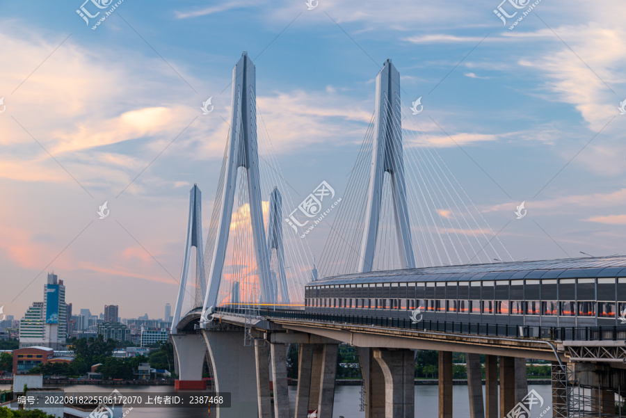 番禺洛溪大桥晚霞风景