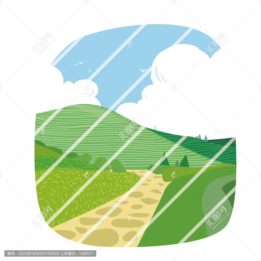 田園風(fēng)景矢量插畫