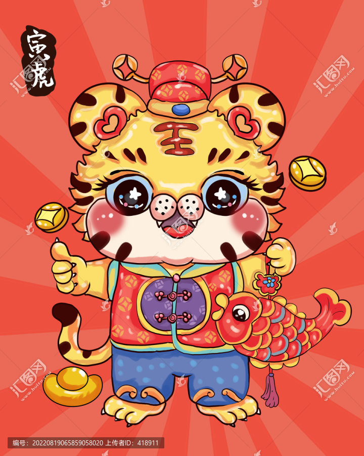 國潮十二生肖牛年卡通虎