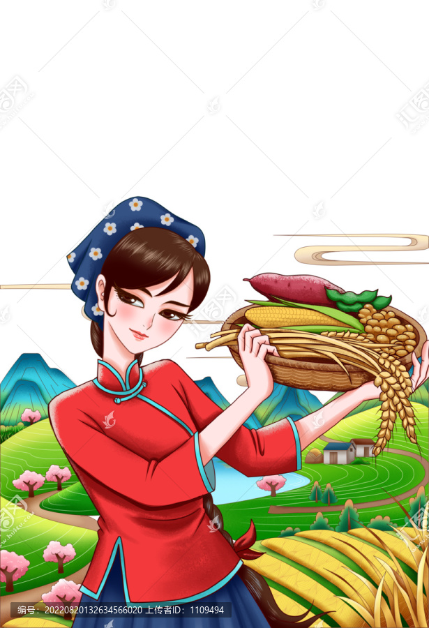 五谷雜糧小米包裝插畫