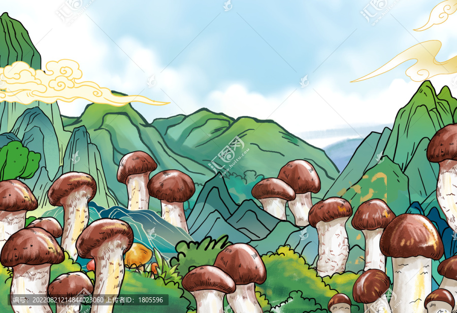 松茸插畫設計分層