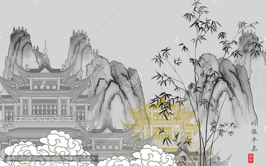閣樓竹子祥云