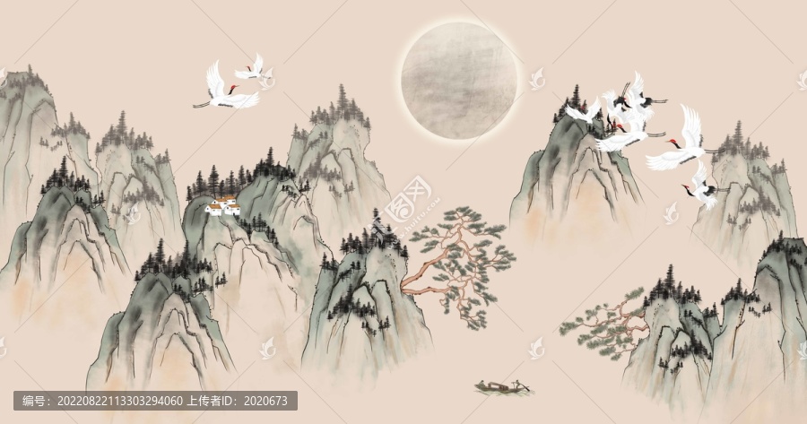 古典山水中堂畫(huà)