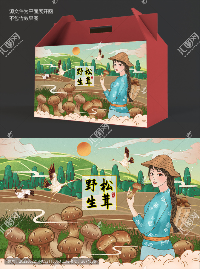 精品松茸農(nóng)家女孩插畫