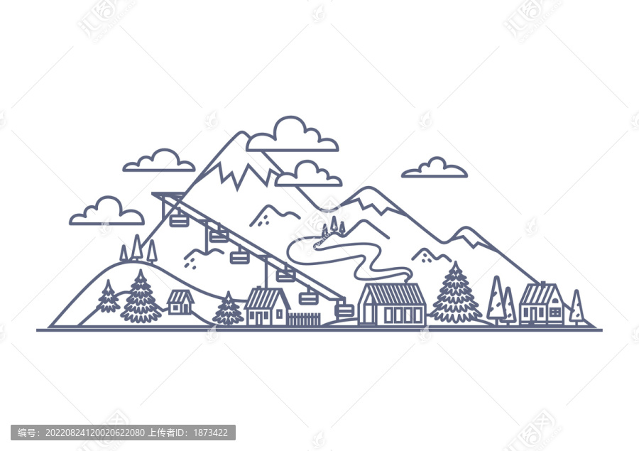 線描登山纜車圖標(biāo)