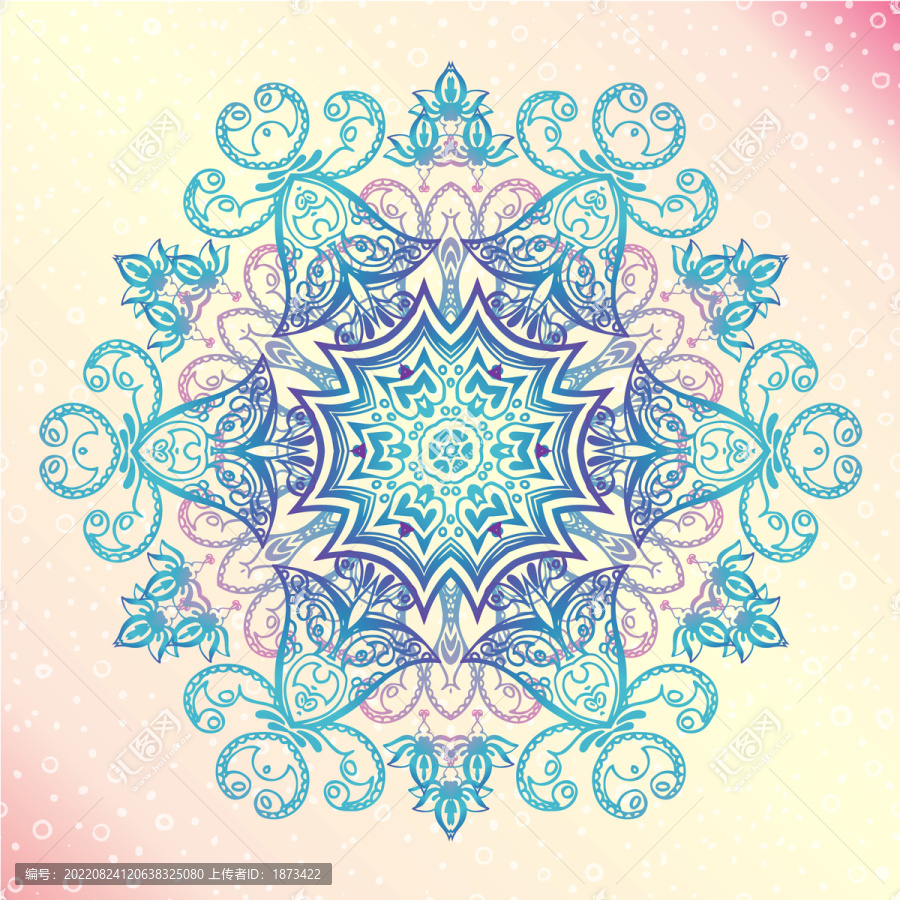 粉藍色曼陀羅插圖