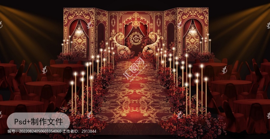 紅金歐式婚禮效果圖