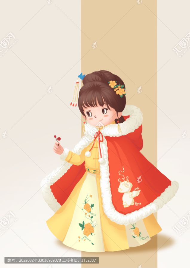古風Q版卡通人物插畫素材扁平