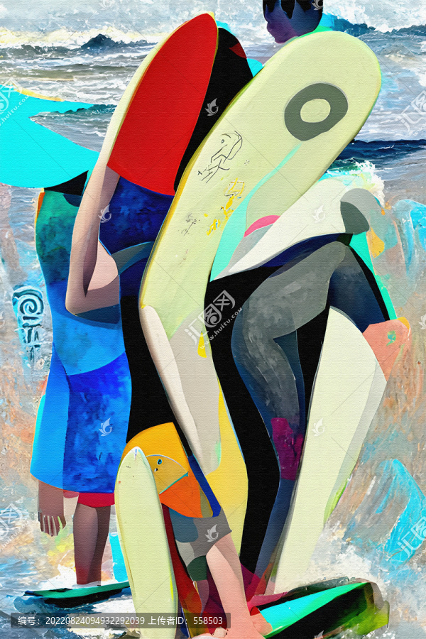 沖浪的少年抽象裝飾畫(huà)