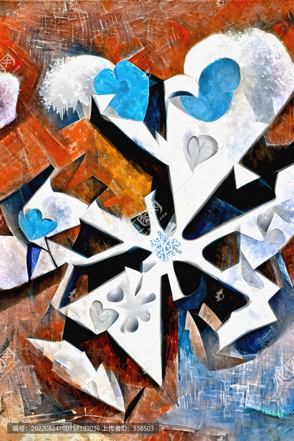 雪花組成的心抽象裝飾畫(huà)
