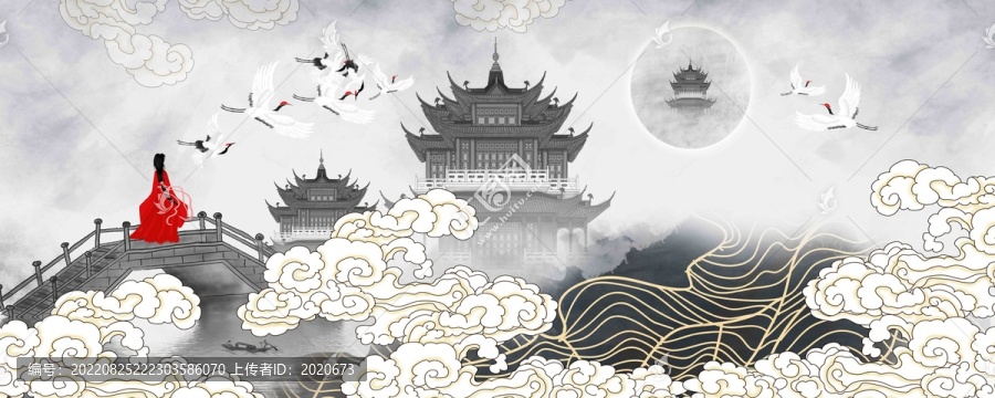 古典古風(fēng)水墨江南