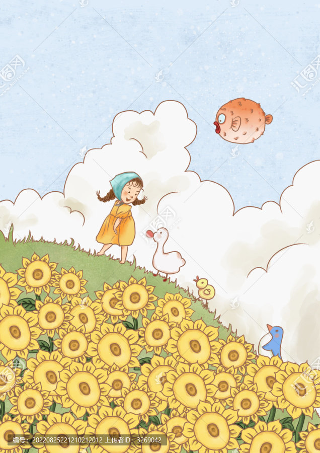 小女孩兒童插畫