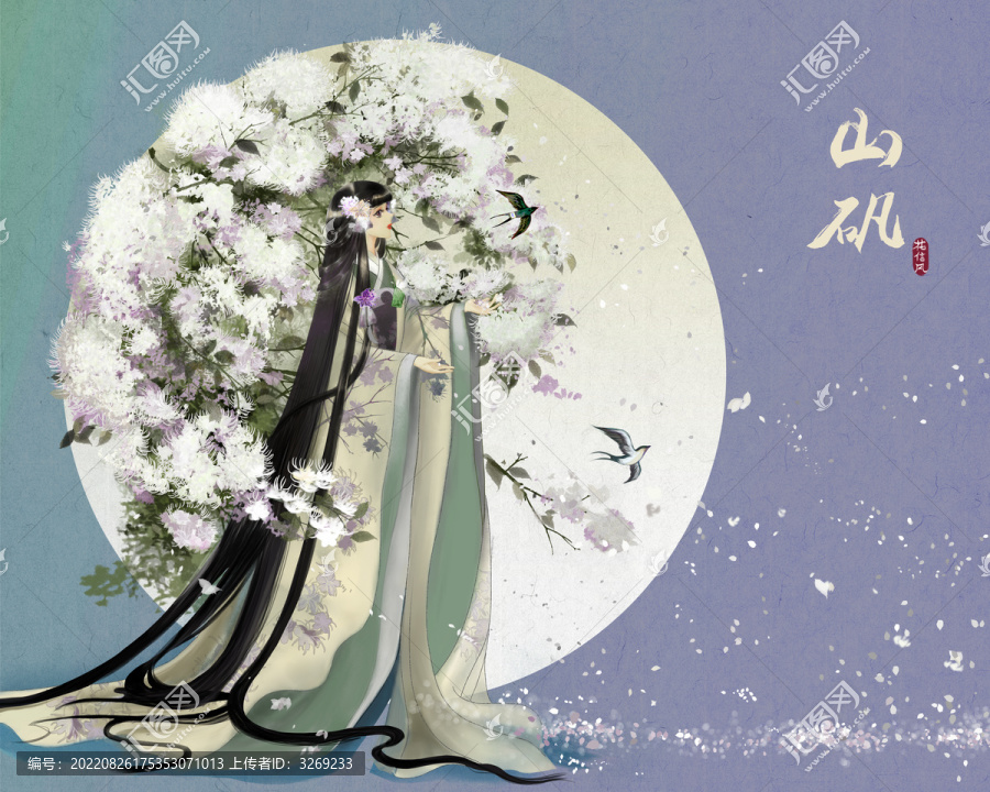 花信風(fēng)系列之山礬花古風(fēng)美女