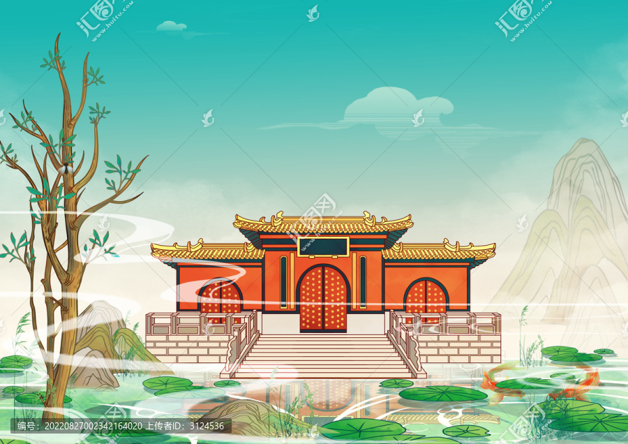 石家莊地標古建筑柏林禪寺橫版