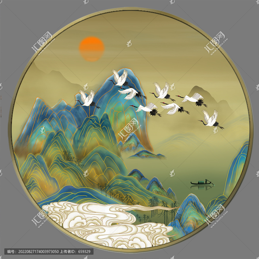 新中式青綠山水畫