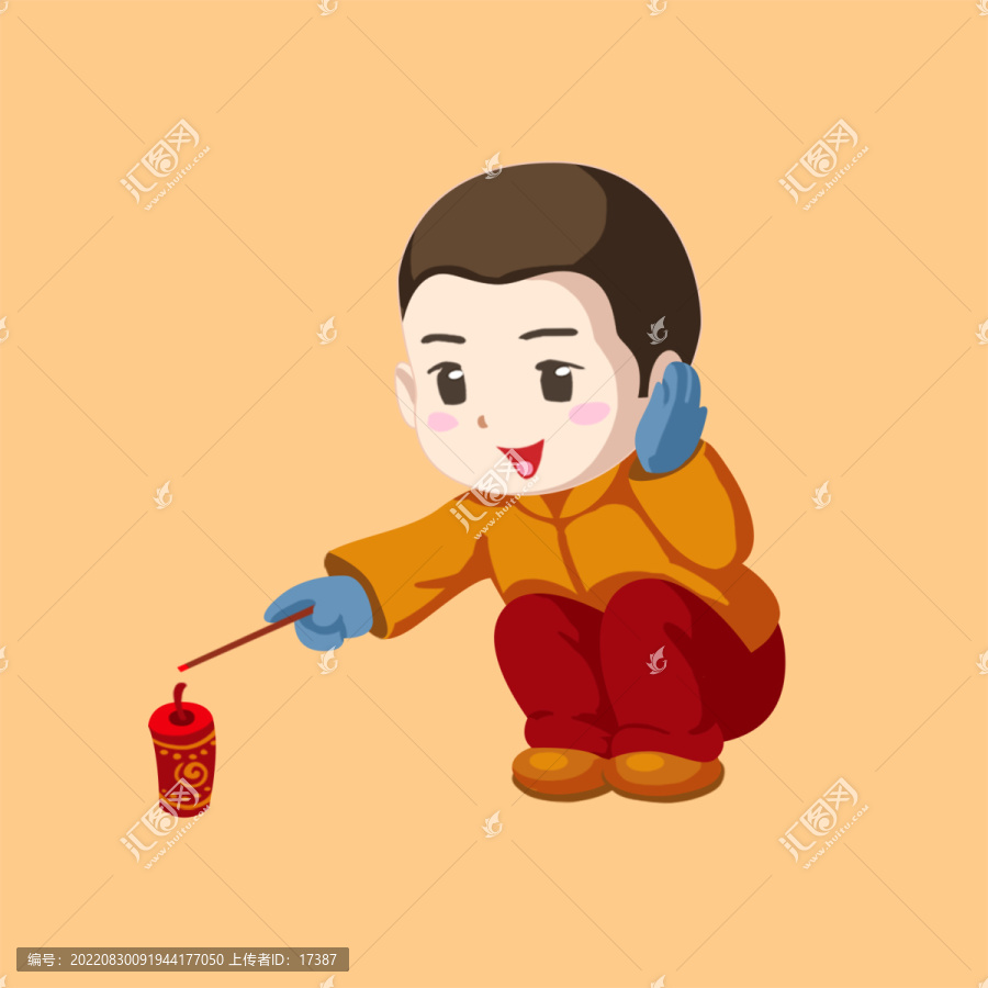 新年春節(jié)小孩手繪卡通元素