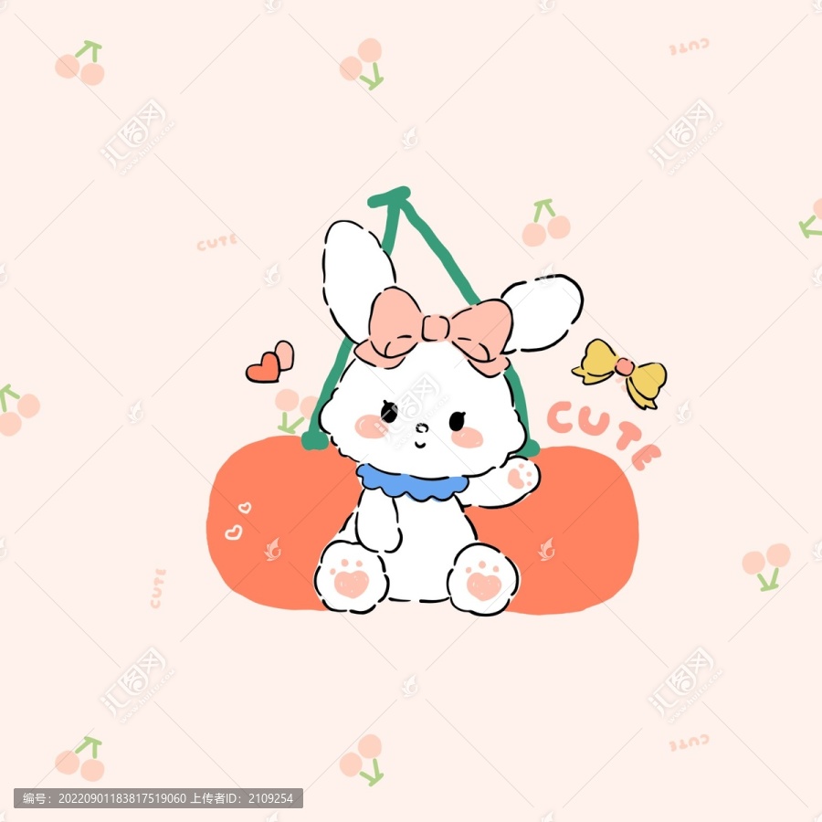 櫻桃兔子卡通圖案