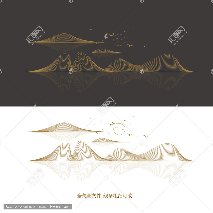 意境線條山