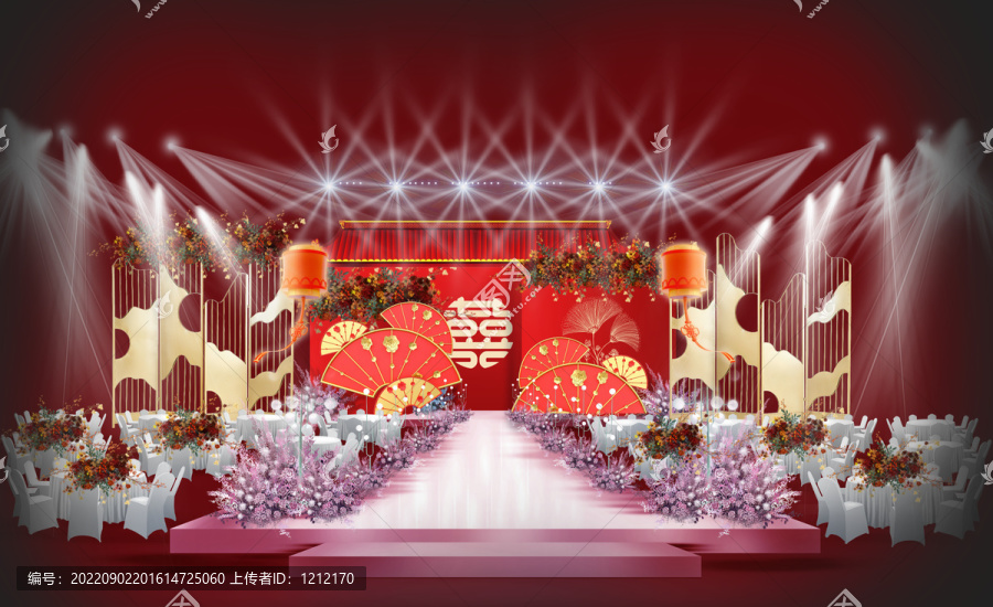 新中式復古紅婚禮效果圖