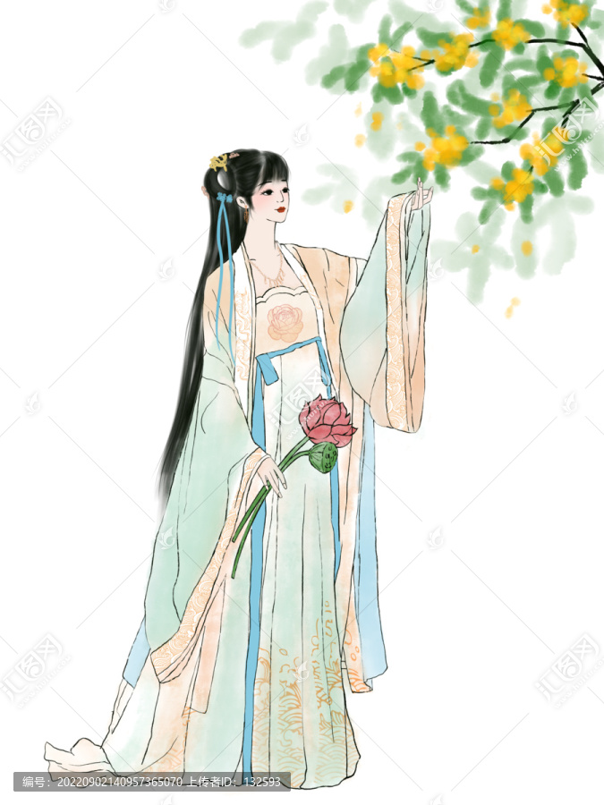 手繪古裝漢服美女