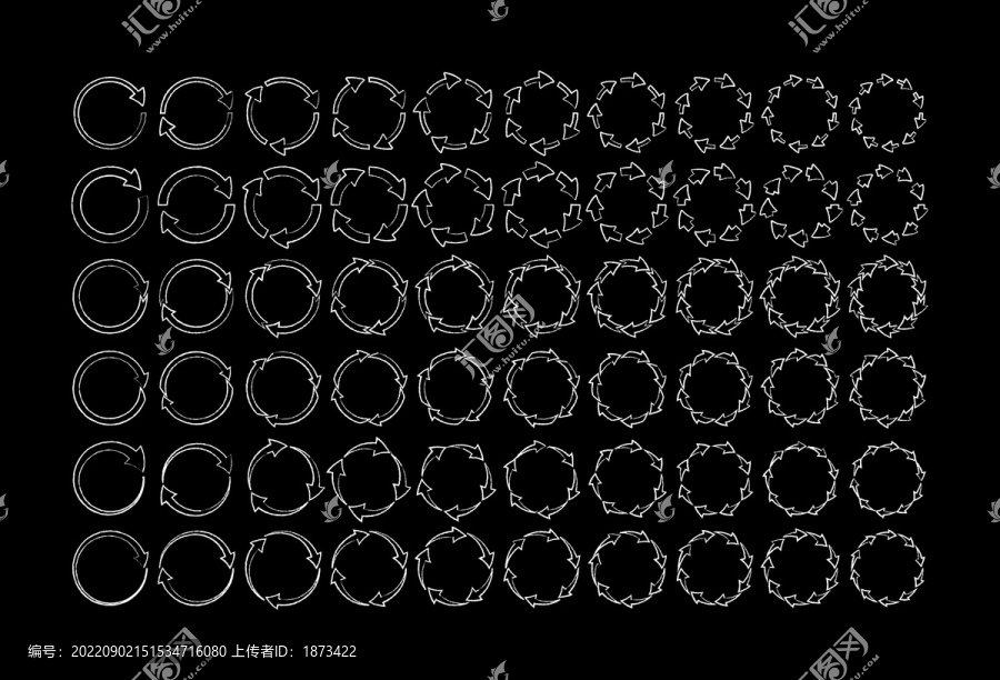 粉笔画空心圆形箭头循环图标素材