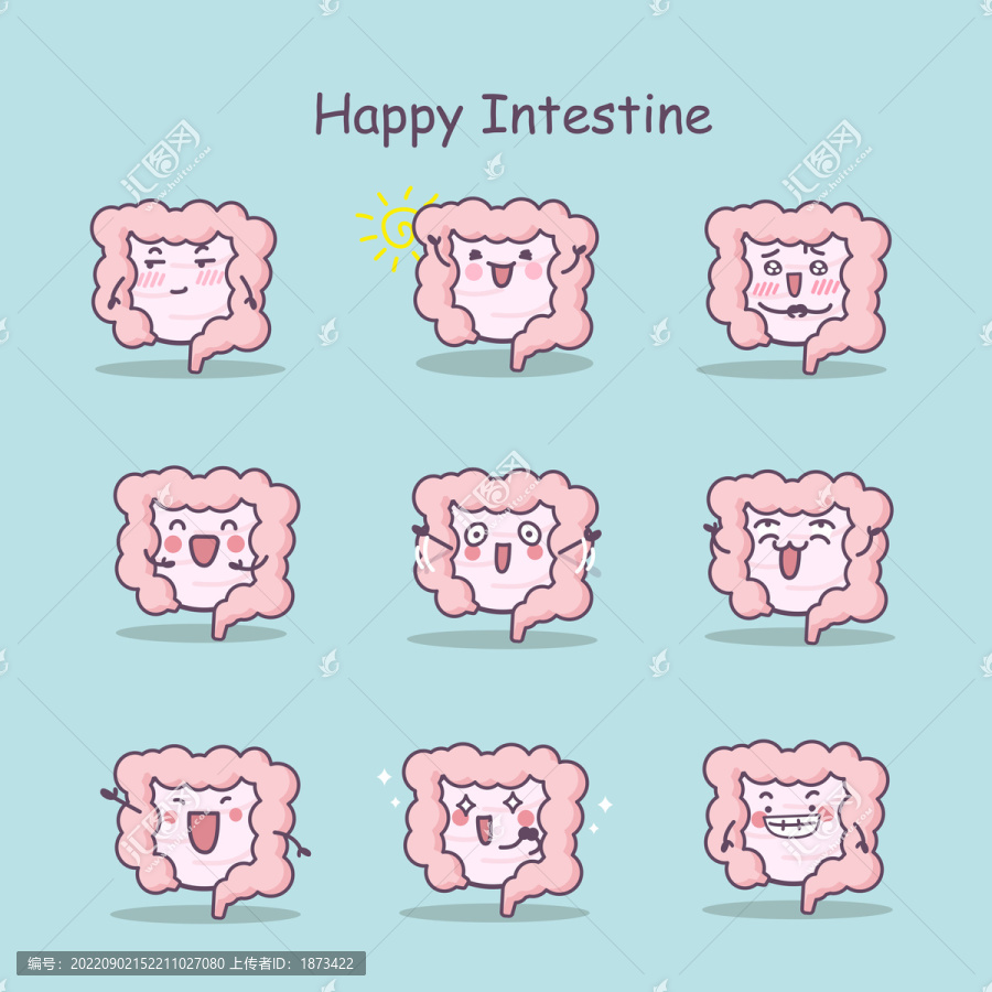 卡通風(fēng)快樂(lè)的腸道插圖素材