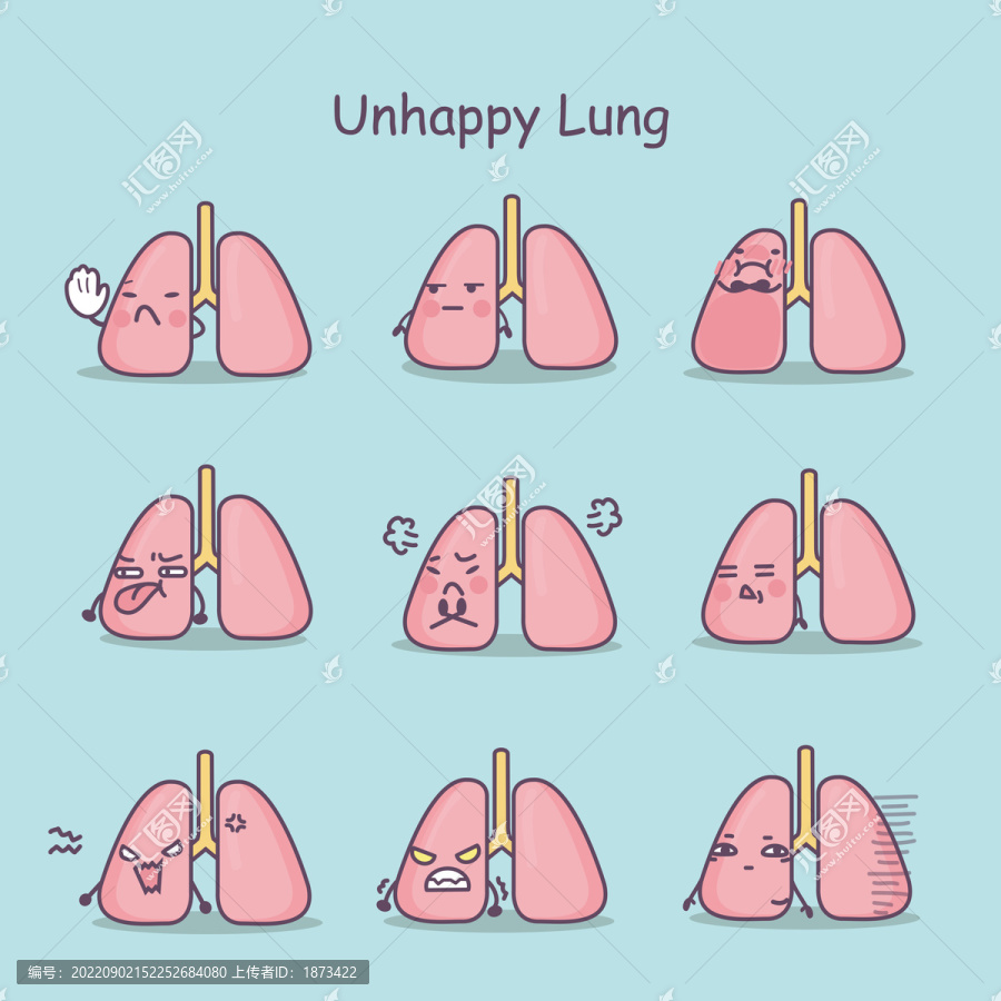 卡通风不开心的肺插图素材