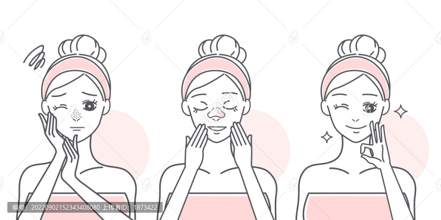 女人使用豬鼻貼,去除粉刺插圖