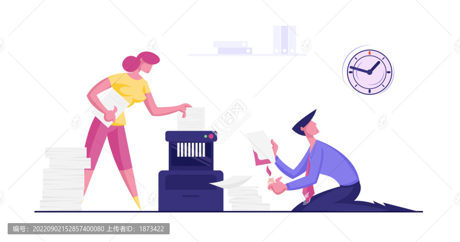 男人將資料焚燒,女人碎紙?zhí)幚砥矫娌鍒D