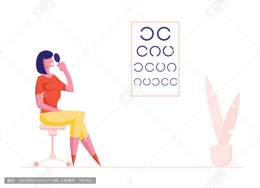 女人正在做視力檢查平面插圖