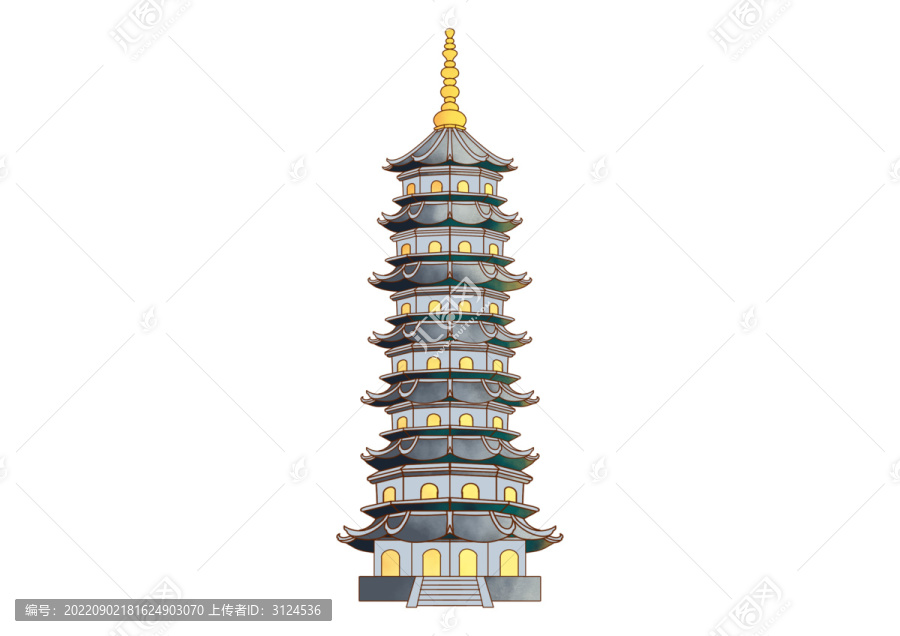 合肥建筑免摳素材徽園振風塔