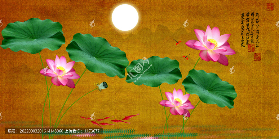 荷花背景墻