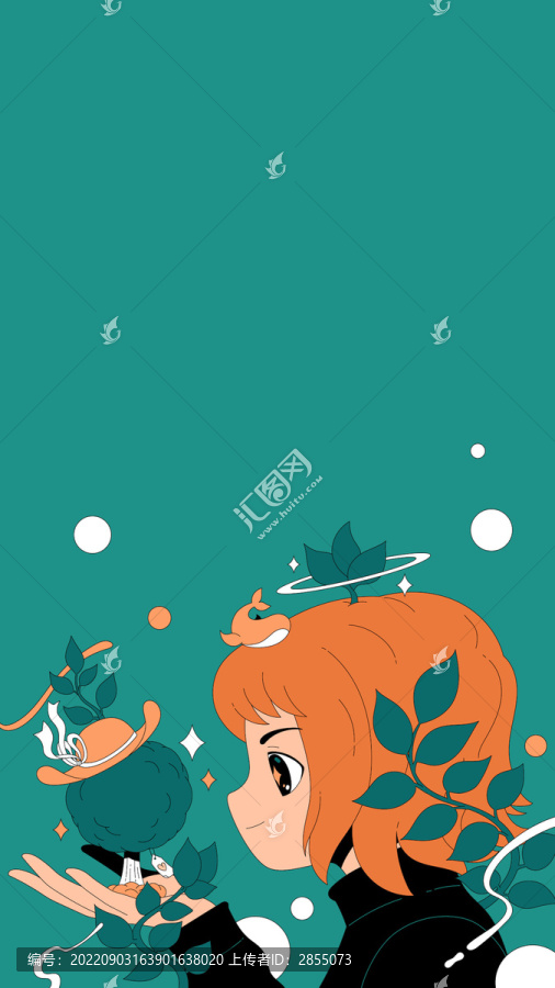 手捧小樹的女孩