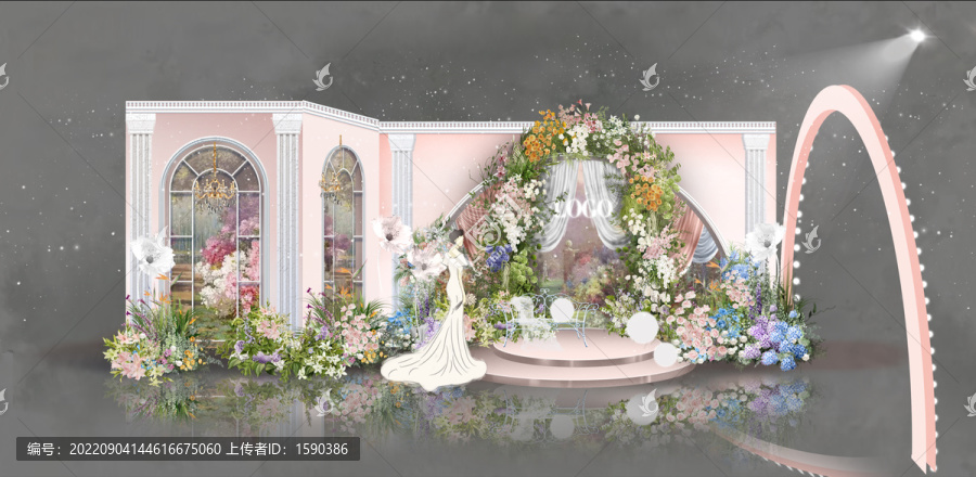 粉色法式油畫風(fēng)婚禮