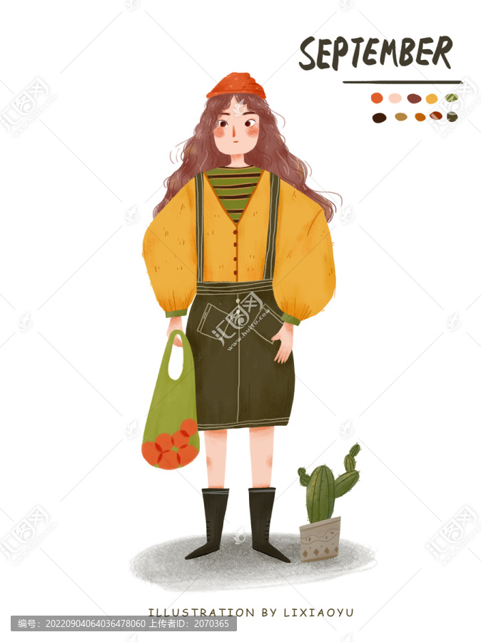 插畫人物素材組合時(shí)尚女孩